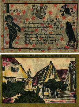 ЕННИГЕРЛО 1 МАРКА 1921 НОТГЕЛЬД, ЗЕМЛЯ СЕВЕРНЫЙ РЕЙН-ВЕСТФАЛИЯ Grabowski 338.1a бумага 7116-32-1-1