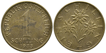 АВСТРИЯ 1 ШИЛЛИНГ 1983 KM 2886 алюминиевая бронза 36-1036