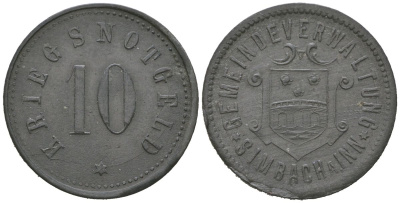 Зимбах-на-Инне (Бавария) 10 пфеннингов ND Funck 500.2, Men18 29390.2 цинк 4586-827