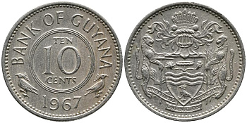 Гайана 10 центов 1967 KM 33 медно-никель 4549-511