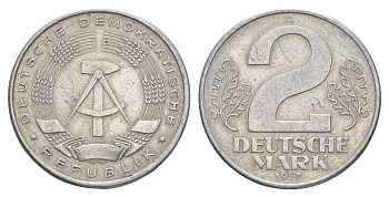 ГДР 2 марки 1957 A KM 14 алюминий 4538-553