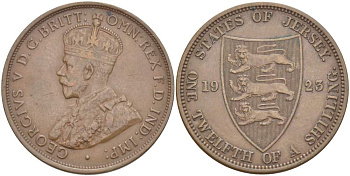 Джерси 1/12 шиллинга 1923 Георг V (1910-1936) KM 12 бронза 4517-1032