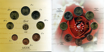 Финляндия евронабор из 8 монет + жетон 2004 Yo Rahasarja, жетон музыка позолота 14 карат, в оригинальном буклете UNC 5-6-1-03