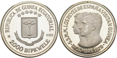 Экваториальная Гвинея 2000 бипквеле 1979 (80) королевский визит Хуана Карлоса I серебро PROOF 01-077-42