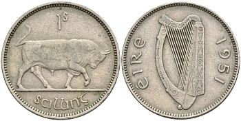 Ирландия 1 шиллинг 1951 KM 14a медно-никель 4150-943