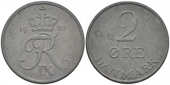 ДАНИЯ 2 ЭРЕ 1950 ФРИДЕРИК IX KM 840.1 цинк 87-1424