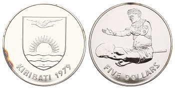 Кирибати 5 долларов 1979 Независимость KM 8a серебро PROOF 413-3144