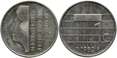Нидерланды 1 гульден 1982 Беатрикс (1980-2013) KM 205 никель 98-311
