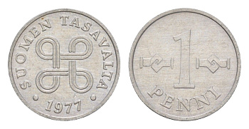 Финляндия 1 пенни 1977 KM 44a алюминий UNC 4647-244