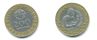 Португалия 200 эскудо 1992 Гарсия Де Орта (1501-1568) KM 655 биметалл 56-645
