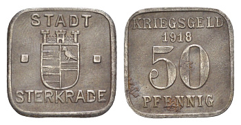 Штеркраде 50 пфеннигов 1918 Funck 521.3A, Men18 30164.3 железо 4636-1055