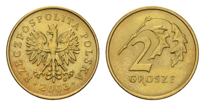Польша 2 гроша 2003 Y 277 латунь UNC 105-835