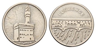 Италия, Флоренция муниципальный жетон Палаццо Веккьо, диаметр 25,5 мм, вес 5,2. гр никель 4670-735