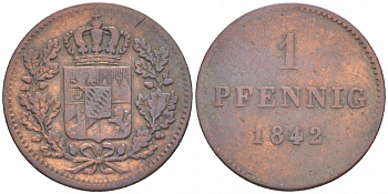 Бавария 1 пфенниг 1842 KM 420 медь 73-618