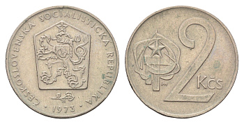 Чехословакия 2 кроны 1973 KM 75 медно-никель 4605-216