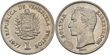 Венесуэла 1 боливар 1977 Симон Боливар KM 52 никель 31-536