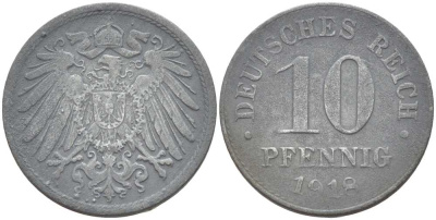 ГЕРМАНИЯ 10 ПФЕННИГОВ 1918 KM 26, J. 299 цинк 4401-131