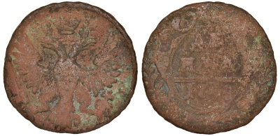 Россия деньга 1748 Елизавета (1741-1762) Биткин к 358 медь 51-3315