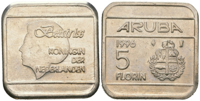 Аруба 5 флоринов 1996 Беатрикс (1980-2013) KM 12 сталь плакированная никелем 4619-434