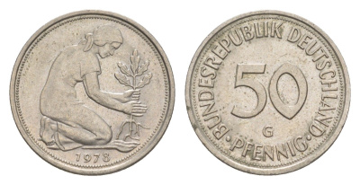 ФРГ 50 пфеннигов 1978 G KM 109.2, J. 384a медно-никель 4636-1232