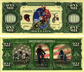 США 1000000 ДОЛЛАРОВ 2002 СУВЕНИРНАЯ БАНКНОТА, СПОРТИВНАЯ СЕРИЯ, ВЕЛОСПОРТ бумага UNC (ПРЕСС) 7198-40-1-1