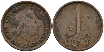 Нидерланды 1 цент 1956 Юлиана (1949-1980) KM 180 бронза    4598-163