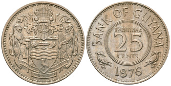 Гайана 25 центов 1976 KM 34 медно-никель 4121-117