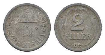 Венгрия 2 филлера 1943 BP KM 519 цинк 4664-858