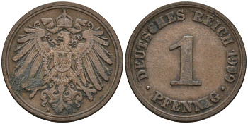 Германия 1 пфенниг 1909 A KM 10, J. 10 медь 4576-116