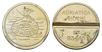 Италия, Лидо-ди-Йезоло, Венеция жетон для равлечений Sale Giochi утка, диаметр 24 мм, вес 6,3 гр нержавеющая сталь 4670-657