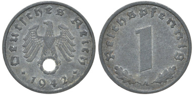 Германия 1 рейхспфенниг 1942 A KM 97, J. 369 цинк 4174-438