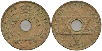 Британская Западная Африка 1 пенни 1952 Георг VI (1936-1952) KM 30a бронза 4149-936