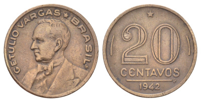 Бразилия 20 сентаво 1942 KM 556 медно-никель 4668-1053