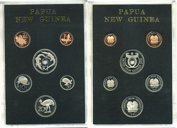 Папуа-Новая Гвинея набор из 6 монет  1981 в оригинальной пластиковой упаковке, с сертификатом, тираж 10000 экземпляров KM PS 7   PROOF  5-6-3-36