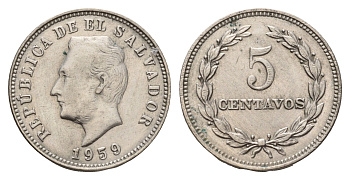 Сальвадор 5 сентаво 1959 KM 134 медно-никель 4116-153
