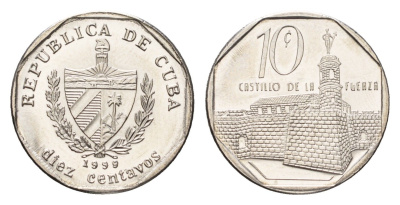 Куба 10 сентаво 1999 форт в Гаване Ла-Фуэрса KM 576.2 сталь плакированная никелем UNC 4696-1164