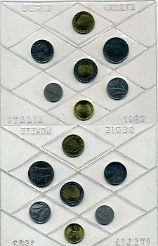 Италия госнабор из 7 монет 1982 биметалл UNC 7-5-1-30