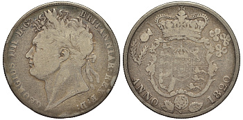 Великобритания 1/2 кроны 1820 Георг IV (1820-1830) Spink 3807 серебро 1520-1124