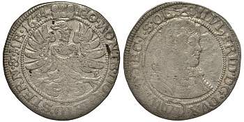 Силезия-Вюртемберг-Ольс 6 крейцеров 1674 Сильвиус II Фридрих Вюртембергский (1664-1697), вес 2,80 гр. Fr.u.S. 2295. серебро 1516-735