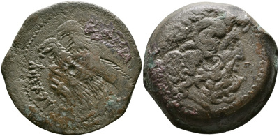 Египет, Государство Птолемеев гемидрахма 180-145 до н.э. Птолемей VI Филометор, голова Зевса/два орла, Александрия, вес 21,8 гр Svoronos 1424 медь 1073-1-7-5