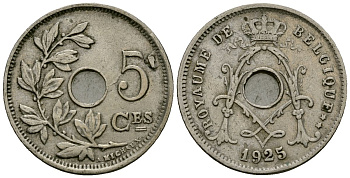 Бельгия 5 сантимов 1928 Belgique KM 66 медно-никель 4173-564