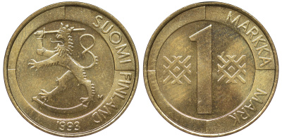Финляндия 1 марка 1993 M KM 76 алюминиевая бронза 259-455