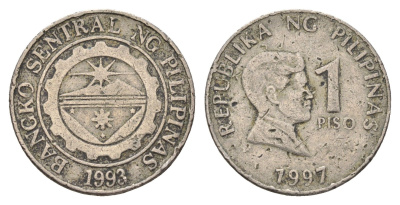 Филиппины 1 писо 1997 Хосе Рисаль KM 269 медно-никель 4700-1242