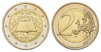 Франция 2 евро 2007 50 лет подписанию Римского договора KM 1460 биметалл UNC 1082-9-41