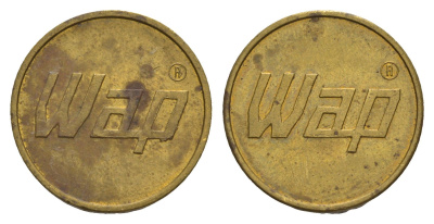 Германия жетон для автомойке Wap диаметр 22 мм, вес 6,3 гр латунь 4656-447