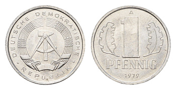 ГДР 1 пфенниг 1979 KM 8.2 алюминий UNC 4649-565