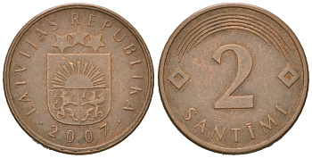 Латвия 2 сантима 2007 KM 21 сталь плакированная медью 4618-313