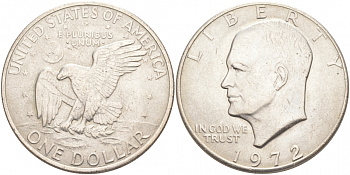 США 1 доллар 1972 Президент Эйзенхауэр, лунный орел KM 203 медь плакированная медно-никелем 4537-1024