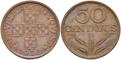 Португалия 50 сентаво 1973 KM 596 бронза 4126-553