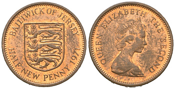 Джерси 1/2 новый пенни 1971 KM 29 бронза aUNC 4152-715